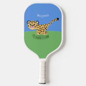 可愛いベビーランニングチーターイラストレーション ピックルボールラケット (裏面)