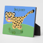 可愛いベビーランニングチーターイラストレーション フォトプラーク (側面)