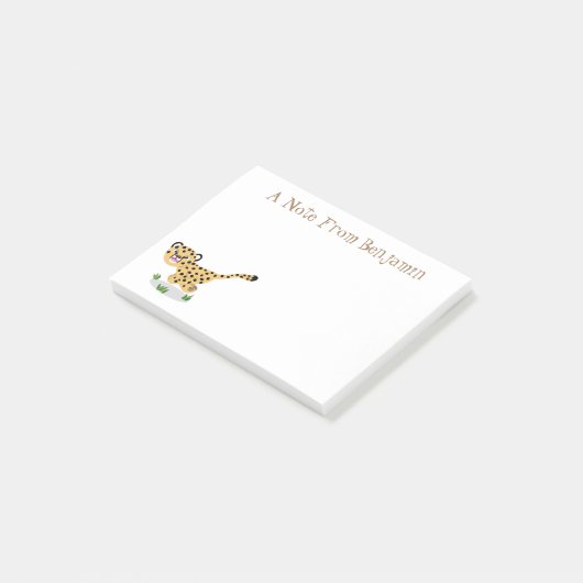 可愛いベビーランニングチーターイラストレーション ポストイット (アングル)