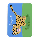 可愛いベビーランニングチーターイラストレーション マグネット (縦)