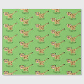 可愛いベビーランニングチーターイラストレーション ラッピングペーパー (フラット)