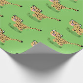 可愛いベビーランニングチーターイラストレーション ラッピングペーパー (角)