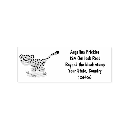 可愛いベビーランニングチーターイラストレーション ラバースタンプ (インプリント)