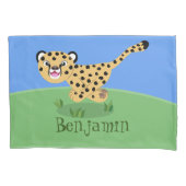 可愛いベビーランニングチーターイラストレーション 枕カバー (正面)