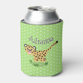 可愛いベビーランニングチーターイラストレーション 缶クーラー