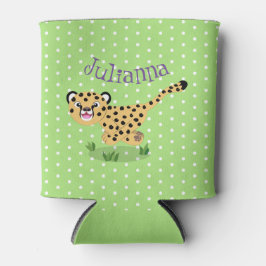 可愛いベビーランニングチーターイラストレーション 缶クーラー