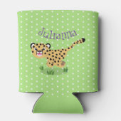 可愛いベビーランニングチーターイラストレーション 缶クーラー (裏面)