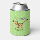 可愛いベビーランニングチーターイラストレーション 缶クーラー (缶裏面)