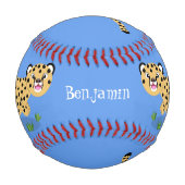 可愛いベビーランニングチーターイラストレーション 野球ボール (裏面)