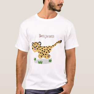 可愛いベビーランニングチーターイラストレーション Tシャツ