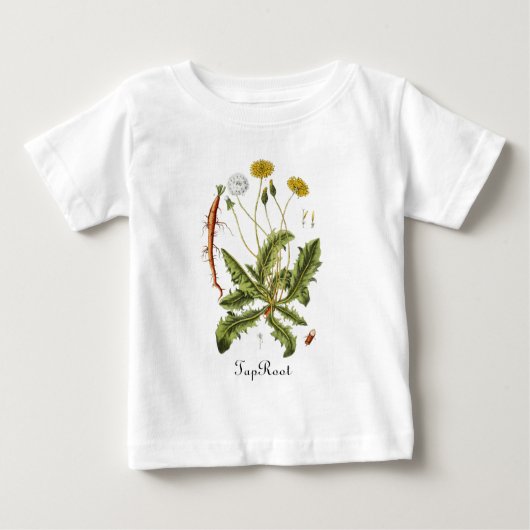 可愛いベビーリトルタップルートヴィンテージDandelion ベビーTシャツ (正面)