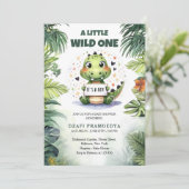 可愛いベビーワニのジャングルの水色 招待状 (スタンド正面)
