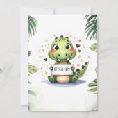 可愛いベビーワニのジャングルの水色 招待状 (裏面)