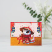 可愛いベビー中国のスネーク2025年新年文字G ポストカード (スタンド正面)