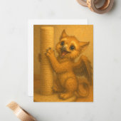 可愛いベビー大目グリフィン引っ掻きポストファンタジー ノートカード (正面/裏面インサイチュ)