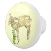 可愛いベビー子羊オンイエローセラミックノブ セラミックノブ (右)