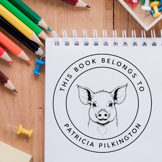 可愛いベビー子豚この本は子供の名前に属している セルフインキングスタンプ