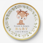 可愛いベビー子鹿パーティーリトルディアベビーシャワー紙 ペーパープレート (正面)