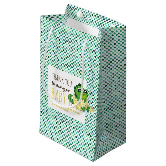 可愛いベビー孵化シャワーパーティー水玉模様 スモールペーパーバッグ (正面アングル)