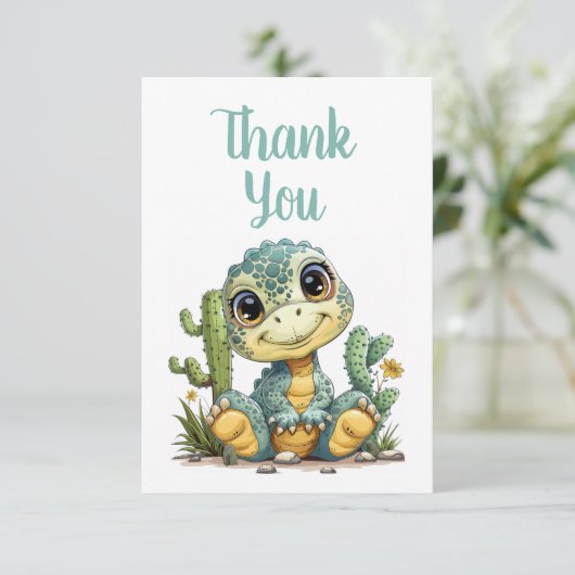 可愛いベビー恐竜ありがとうご注空白の意 サンキューカード (スタンド正面)