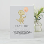 可愛いベビー恐竜とバルーン誕生日 招待状 (スタンド正面)