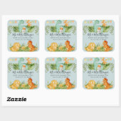 可愛いベビー恐竜の葉シャワー差出人住所 スクエアシール (シート)