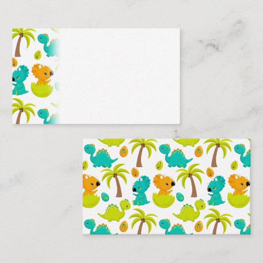 可愛いベビー恐竜トリケラトプスディノエッグパームツリー プレイスカード (正面/裏面)