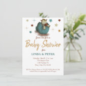 可愛いベビー恐竜ハッチニュートラル赤ちゃんシャワー 招待状 (スタンド正面)