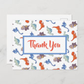 可愛いベビー恐竜パタパーソナライズされたーンありがとう ポストカード (正面/裏面)