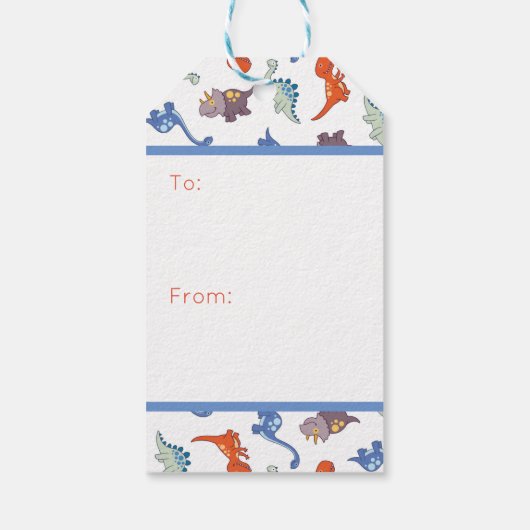 可愛いベビー恐竜パターンプリント パーソナライズされた ギフトタグ (裏面)
