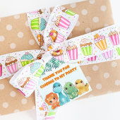 可愛いベビー恐竜パーティーの好意ラベル フェイバータグ