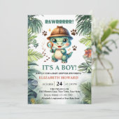 可愛いベビー恐竜ベビーシャワー招待状 招待状