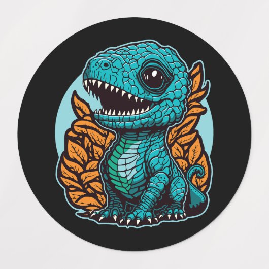 可愛いベビー恐竜 ラベル (デザイン2)