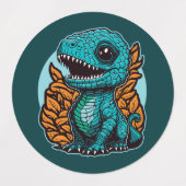 可愛いベビー恐竜 ラベル (デザイン1)