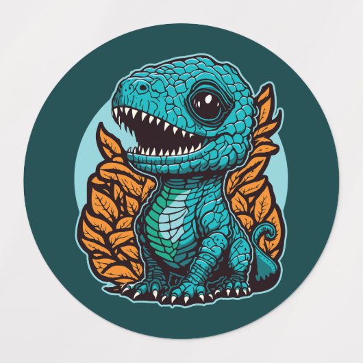 可愛いベビー恐竜 ラベル (デザイン1)