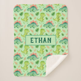 可愛いベビー恐竜Tレックスステゴサウルスパーソナライズされた シェルパブランケット
