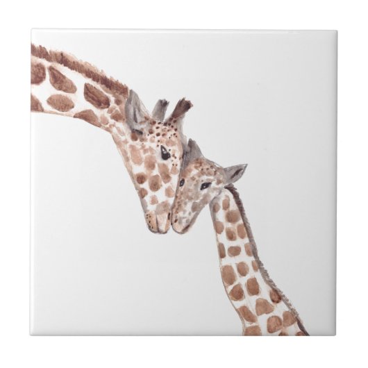 可愛いベビー水彩動物とマザーキリン タイル (正面)