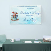 可愛いベビー牛のバケツブルーの赤ちゃんシャワーその男の子 横断幕 (トレードショー)