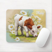 可愛いベビー牛のフィールドのデイジー、カントリー西部 マウスパッド (マウス)