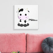 可愛いベビー牛の漫画の子供たちがキャンバスを包んだ キャンバスプリント (インサイチュ (リビング))