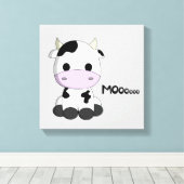 可愛いベビー牛の漫画の子供たちがキャンバスを包んだ キャンバスプリント (インサイチュ (ウッドフロア))