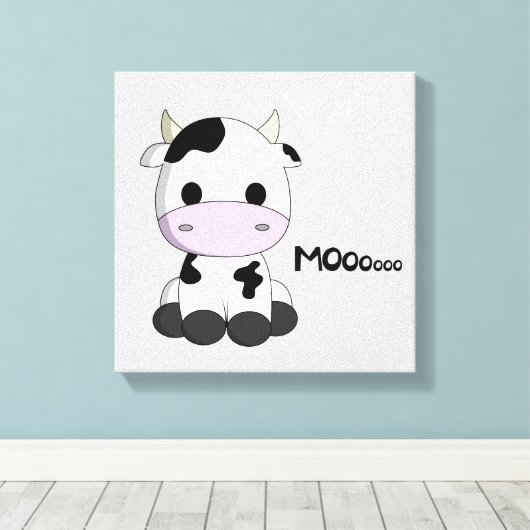 可愛いベビー牛の漫画の子供たちがキャンバスを包んだ キャンバスプリント (インサイチュ (ウッドフロア))