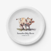 可愛いベビー牛ホーリーカウー！家畜用ベビーシャワー ペーパープレート (正面)