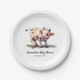 可愛いベビー牛ホーリーカウー！家畜用ベビーシャワー ペーパープレート