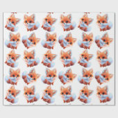 可愛いベビー狐の柄 ラッピングペーパー (フラット)