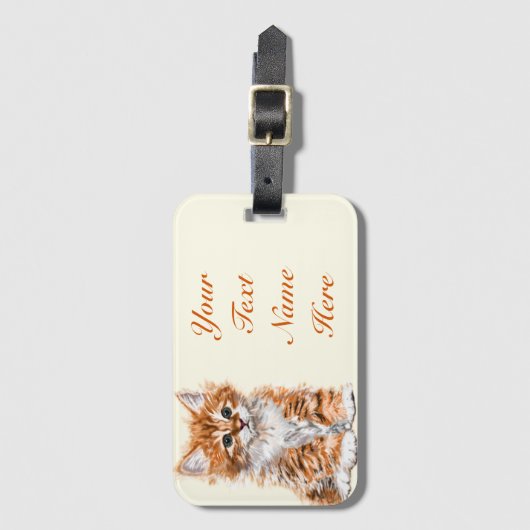 可愛いベビー猫荷札カスタム文字名 ラゲッジタグ (正面縦)