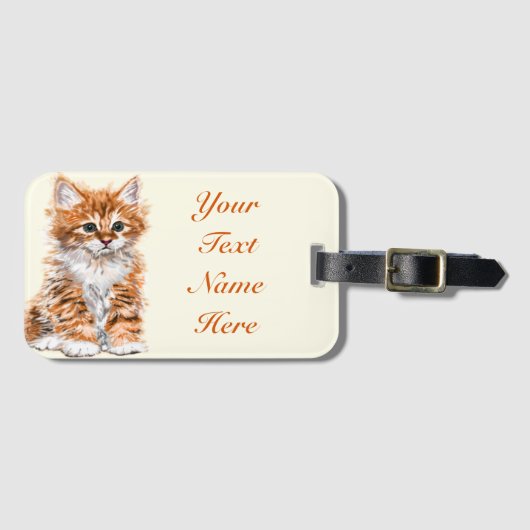 可愛いベビー猫荷札カスタム文字名 ラゲッジタグ (正面横)
