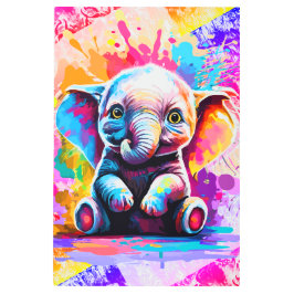 可愛いベビー象カラフル象 – 象絵を描象 メタルプリント