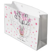 可愛いベビー象バルーンバスケットガールベビーシャワー ラージペーパーバッグ (裏面アングル)