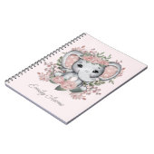 可愛いベビー象ピンクフローラの子の名前 ノートブック (左側)